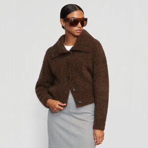 Modern Citizen Sacha Fuzzy Alpaca-Wool Cardigan Size SDark Chestnut / S